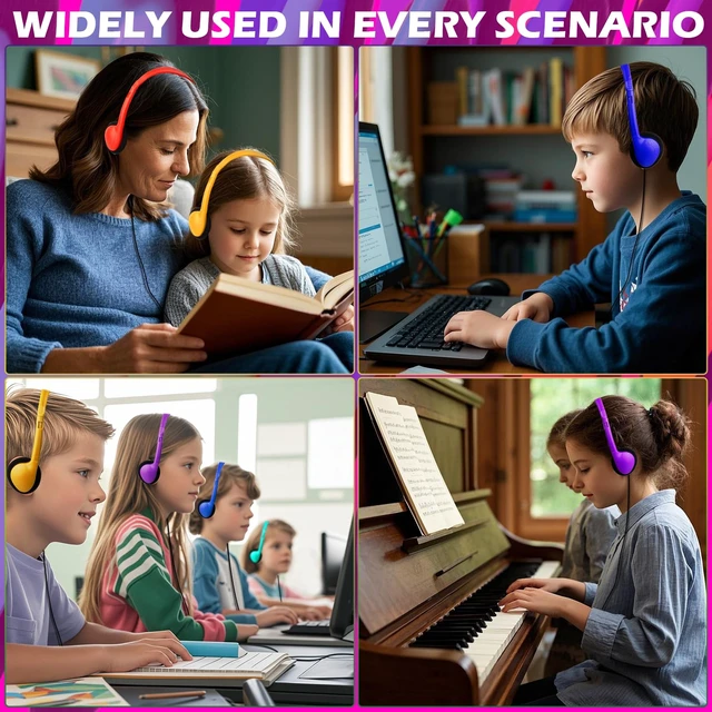 Alt view image 7 of 7 - Bulk Classroom Headphones for Students Kids School 50 Pack Wholesale Headphones Class Set with 3.5mm Jack for Chromebook Laptop PC Computer Testing(Mixed Colors)
