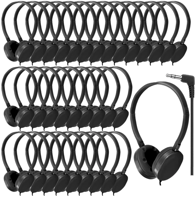 Main image of Bulk Earbud Headphones 50 Pack for Classroom Kids,Wholeslae Wired Durable Earphones Class Set for Students Children Toddler Teens Boys Girls and Adult(CN102,Black)