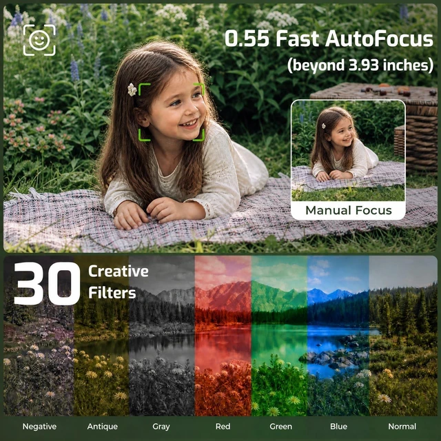 Alt view image 4 of 7 - 4K 80MP Camcorder Video Camera 18X Zoom Vlogging Camera for YouTube Webcam Autofocus, IR Night Vision, 3.0" 270° Rotatable IPS Screen; Video Recorder with 32GB SD Card, Lens Cap & 2 Batteries