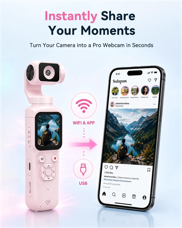 Alt view image 5 of 7 - 4K Vlogging Camera, Pocket Camera for Beginners PDAF Autofocus, 330° AI Face Tracking, EIS Anti-Shake, Lightweight, WiFi App Control, Webcam Function, Touchscreen
