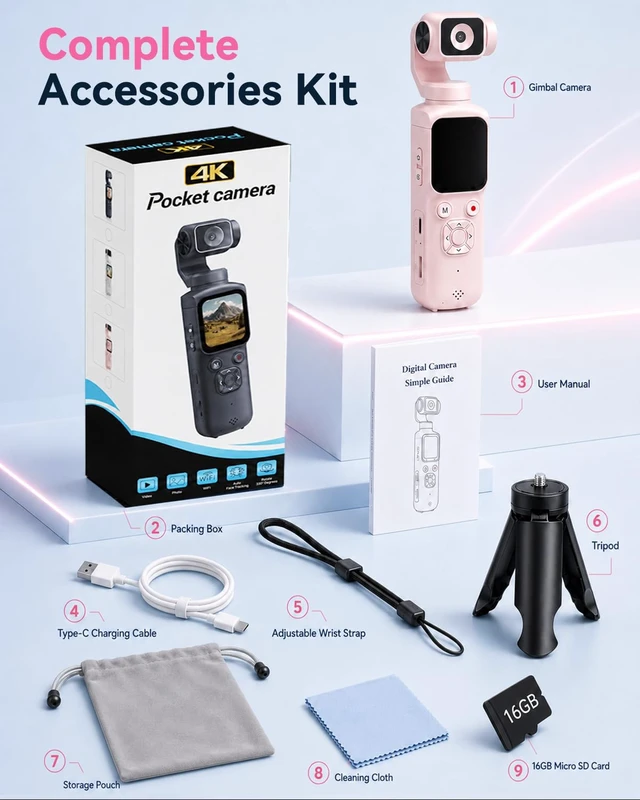 Alt view image 7 of 7 - 4K Vlogging Camera, Pocket Camera for Beginners PDAF Autofocus, 330° AI Face Tracking, EIS Anti-Shake, Lightweight, WiFi App Control, Webcam Function, Touchscreen