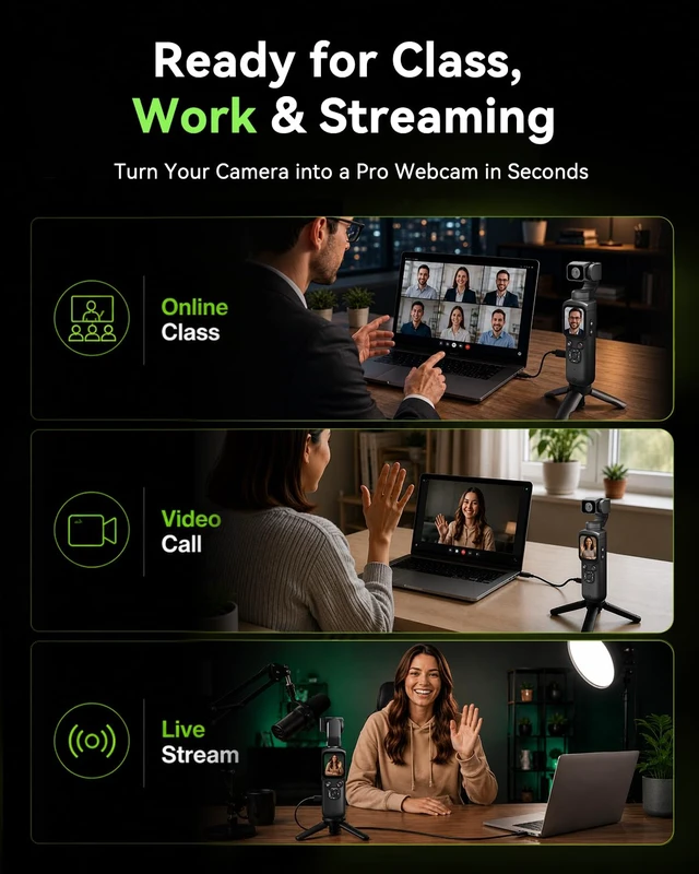 Alt view image 4 of 7 - 4K Vlogging Camera for Beginners, PDAF Autofocus, AI Face Tracking 4K Video, PDAF Autofocus, EIS Stabilization, 330° AI Face Tracking, WiFi App Control, Touch Screen, Webcam Mode