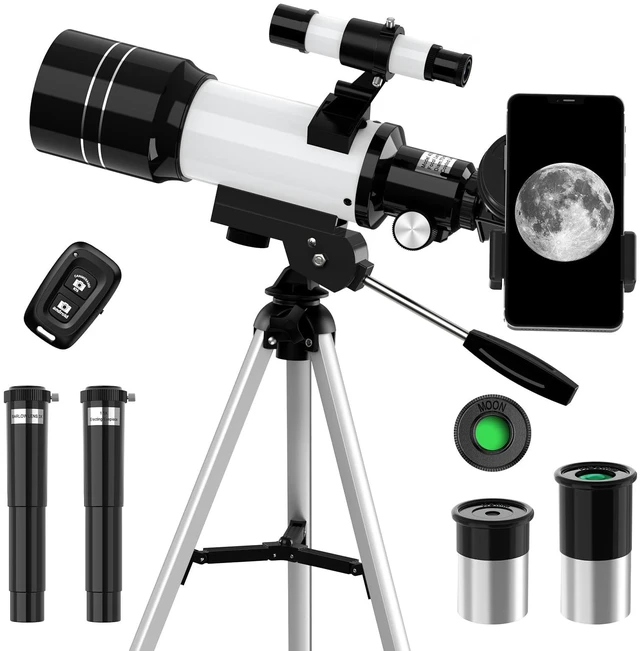 Main image of Telescope for Kids, 70MM Aperture Telescopes for Adults (15X-150X) with FMC Optics, 300MM Astronomical Refractor Telescope for Beginners with Phone Adapter, Portable Astronomy Gifts for Moon and Star