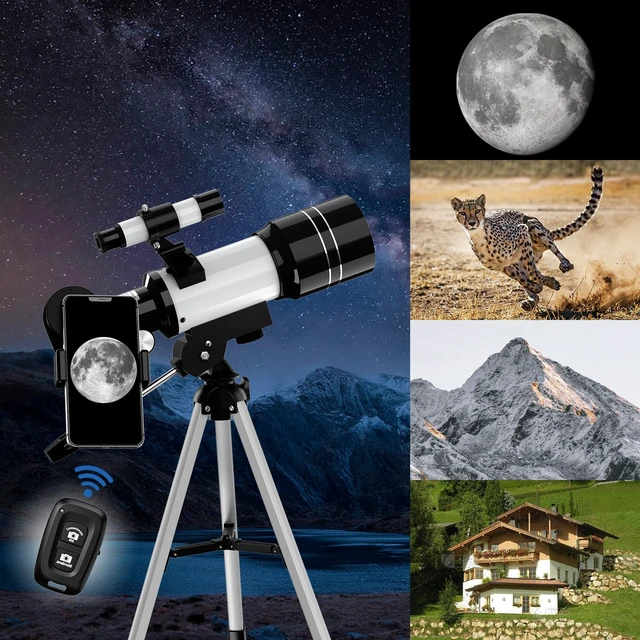 Alt view image 7 of 7 - Telescope for Kids, 70MM Aperture Telescopes for Adults (15X-150X) with FMC Optics, 300MM Astronomical Refractor Telescope for Beginners with Phone Adapter, Portable Astronomy Gifts for Moon and Star