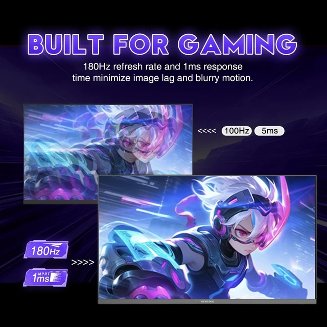 Alt view image 2 of 7 - 24" Curved Gaming Monitor 180Hz FHD 1080p 1ms VA Adaptive Sync 100% sRGB Color Accuracy HDR10 Enhanced Visuals Low Blue Light Technology Flicker-Free Eye Comfort One HDMI & DisplayPort