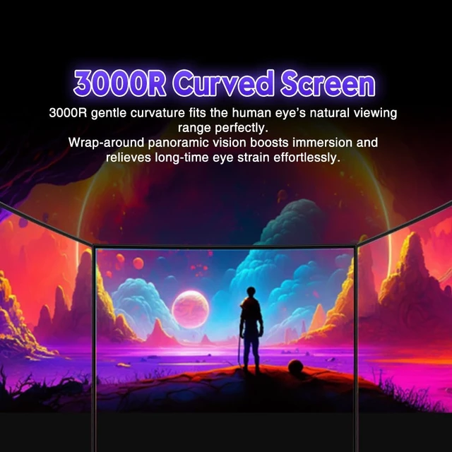 Alt view image 5 of 7 - 24" Curved Gaming Monitor 180Hz FHD 1080p 1ms VA Adaptive Sync 100% sRGB Color Accuracy HDR10 Enhanced Visuals Low Blue Light Technology Flicker-Free Eye Comfort One HDMI & DisplayPort