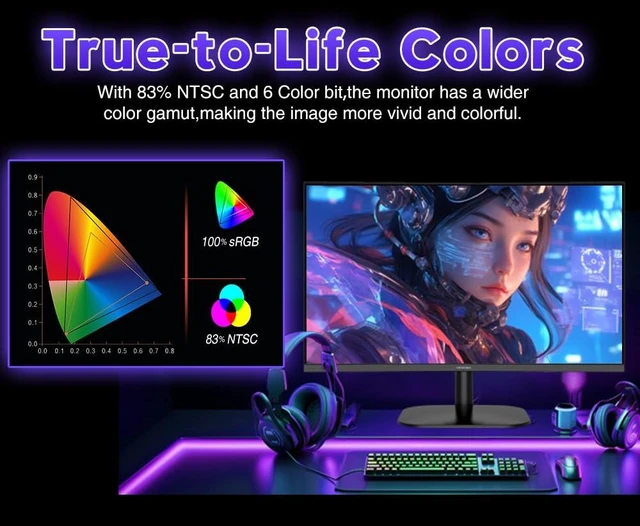 Alt view image 6 of 7 - 24" Curved Gaming Monitor 180Hz FHD 1080p 1ms VA Adaptive Sync 100% sRGB Color Accuracy HDR10 Enhanced Visuals Low Blue Light Technology Flicker-Free Eye Comfort One HDMI & DisplayPort