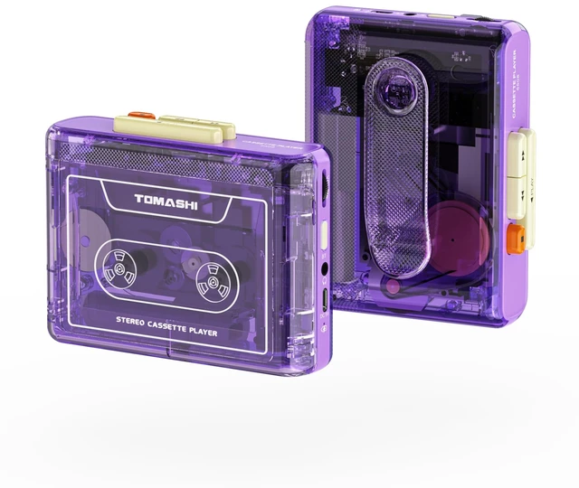 Main image of Portable Cassette Player with Bluetooth Transmitter, Cassette Stereo Player with Type-C Charging, Built-in Battery, Belt Clip, and Earphone Jack for Wireless Music Playback