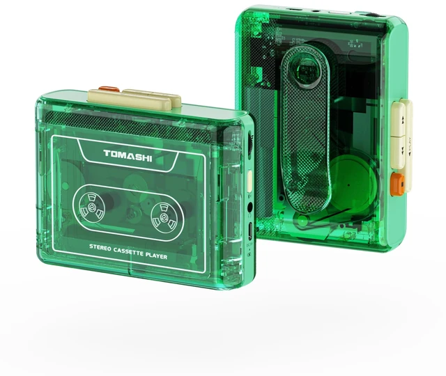 Main image of Portable Cassette Player with Bluetooth Transmitter, Cassette Stereo Player with Type-C Charging, Built-in Battery, Belt Clip, and Earphone Jack for Wireless Music Playback