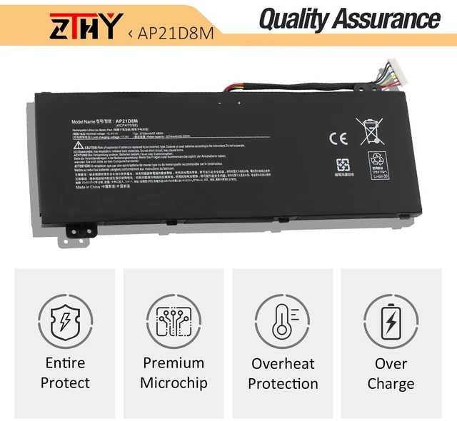Alt view image 5 of 7 - AP21D8M Laptop Battery Replacement for Acer Nitro 5 AN515-46 AN515-47 AN515-58 AN515-58-56CL AN515-58-766R AN515-58-72QR, Nitro V 15 ANV15-51, Nitro 16 AN16-51 AN16-51-74BV AN16-51-76BS 57.48Wh
