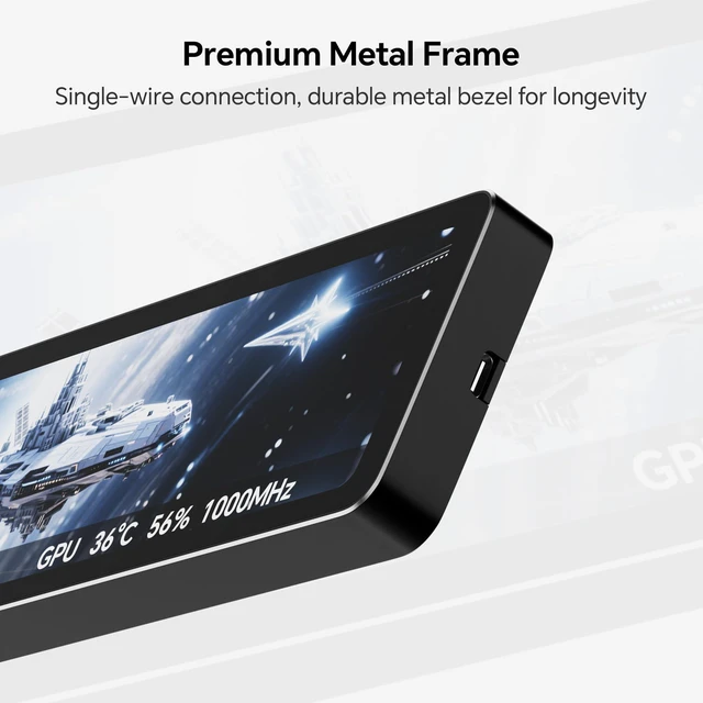 Alt view image 5 of 7 - Trofeo Vision LCD AIO Display 11.3 PC Monitor USB Type-C Screen for Real-Time Hardware Monitoring, with Preset Themes for Gaming PC Case/CPU Cooler