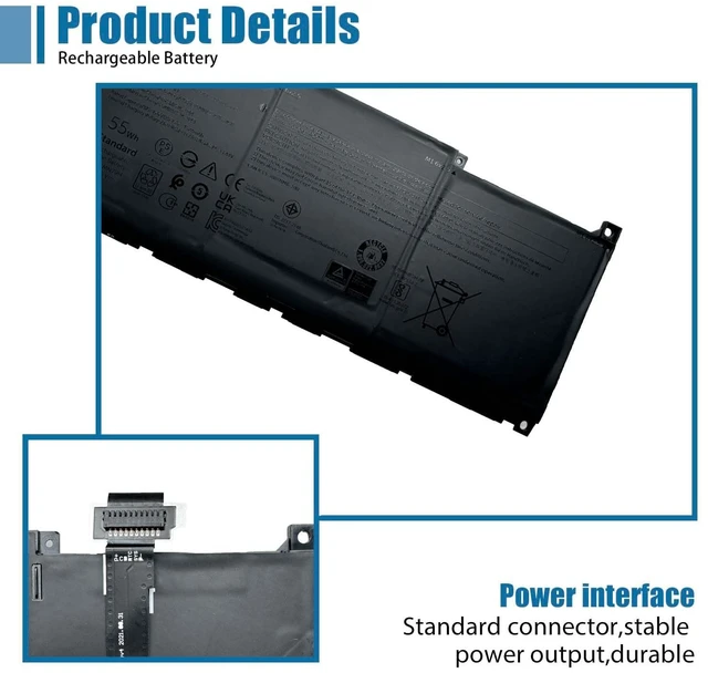 Alt view image 3 of 6 - MN79H Laptop Battery Replacement for Dell XPS 9320 XPS 13 Plus 9320 XPS 13 9340 9345 Series 0NXRKW XPS9320-7523BLK-PUS XPS9320-7585SLV-PUS J7H5M 0J7H5M NXRKW 11.55V 55Wh 4524mAh