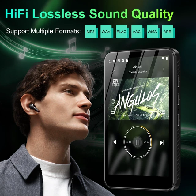 Alt view image 6 of 7 - D08 MP3 Player with Bluetooth and WiFi, 32GB MP3 & MP4 Players with 4" Touchscreen HD Speaker,Android 13 Music Players w/Spotify Kids,Pandora, Audible, Music, Play Store, FM Radio Black