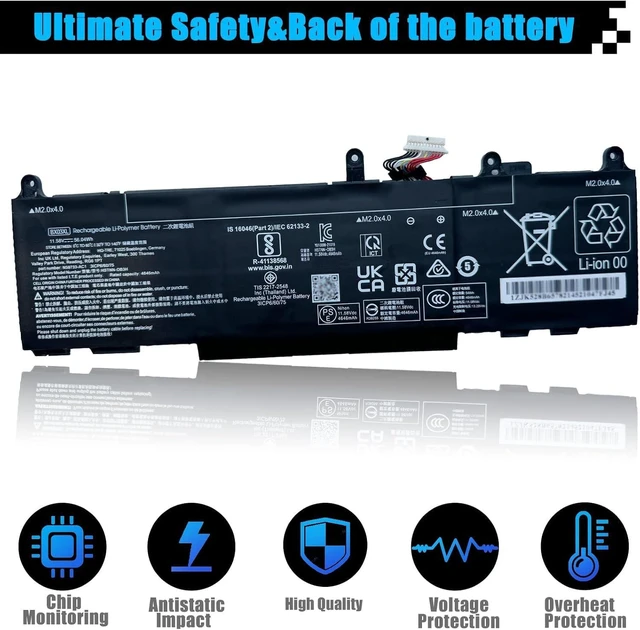Alt view image 4 of 7 - BX03XL Laptop Battery Replacement for HP EliteBook 830 G11 Series TPN-IB0Y N59733-171 HSTNN-OB3H N59733-AC1 N59787-005 BX03056XL HSTNN-AB1D N59733-B71 996QA249H