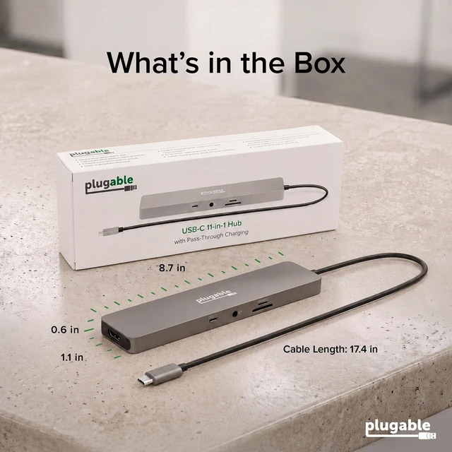 Alt view image 7 of 7 - 11-in-1 USB-C Hub, 100W USB-C Pass-Through Laptop Docking Station Dual Monitor, 4K 60Hz HDMI, Compatible with Thunderbolt, Windows, Chromebook, Mac (Mirrored)