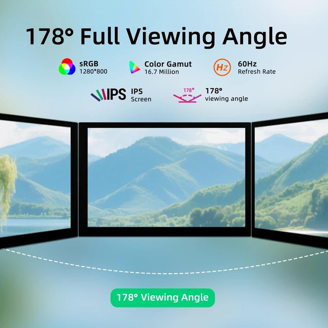 Alt view image 3 of 6 - 10.1 Inch Mini Monitor, 1280 X 800 Small HDMI Screen Display IPS LCD Display for PC Laptop Raspberry Pi Game Consoles