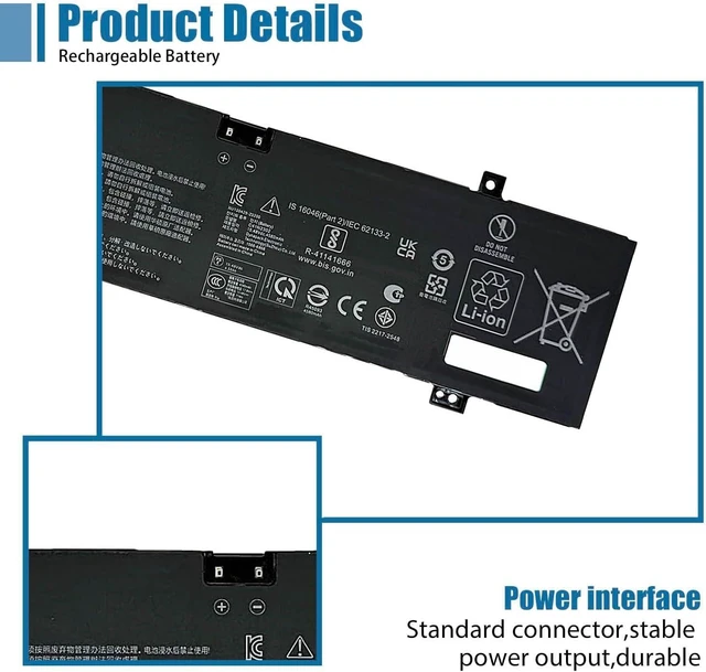 Alt view image 3 of 6 - C41N2302 Laptop Battery Replacement for Asus TUF Gaming A14 FA401WV ROG Zephyrus G14 GA403 GA403UP GA403WW Series 0B200-04460000 15.48V 73Wh 4716mAh