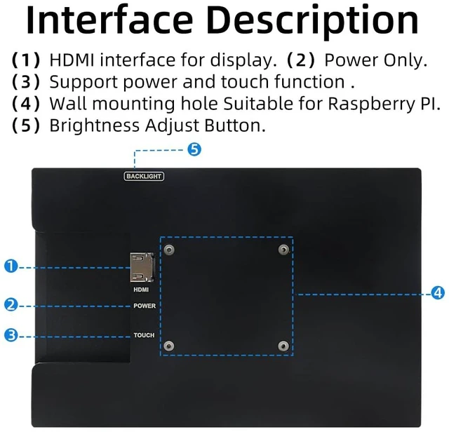 Alt view image 5 of 6 - 10.1 Inch Mini Monitor, 1280 X 800 Small HDMI Screen Display IPS LCD Display for PC Laptop Raspberry Pi Game Consoles
