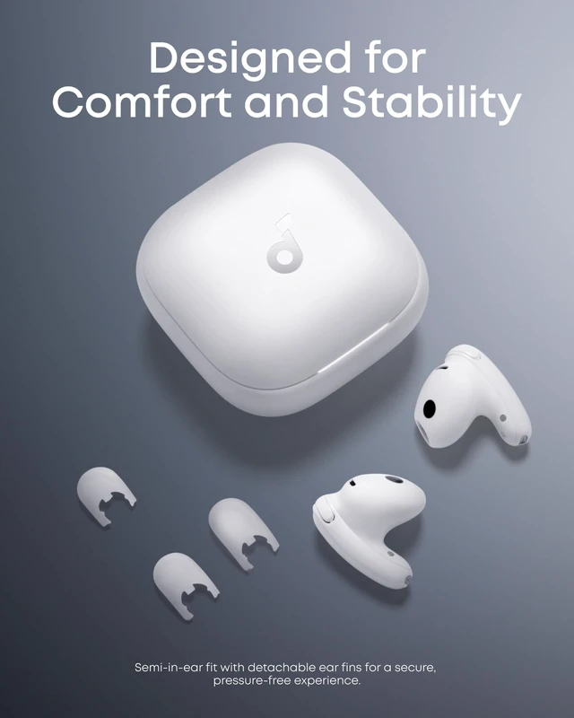 Alt view image 2 of 7 - Liberty Buds by Anker Wireless Earbuds with Adaptive ANC Semi-in-ear design with removable ear fins, fast charging, translation support, and up to 30 hours of playtime