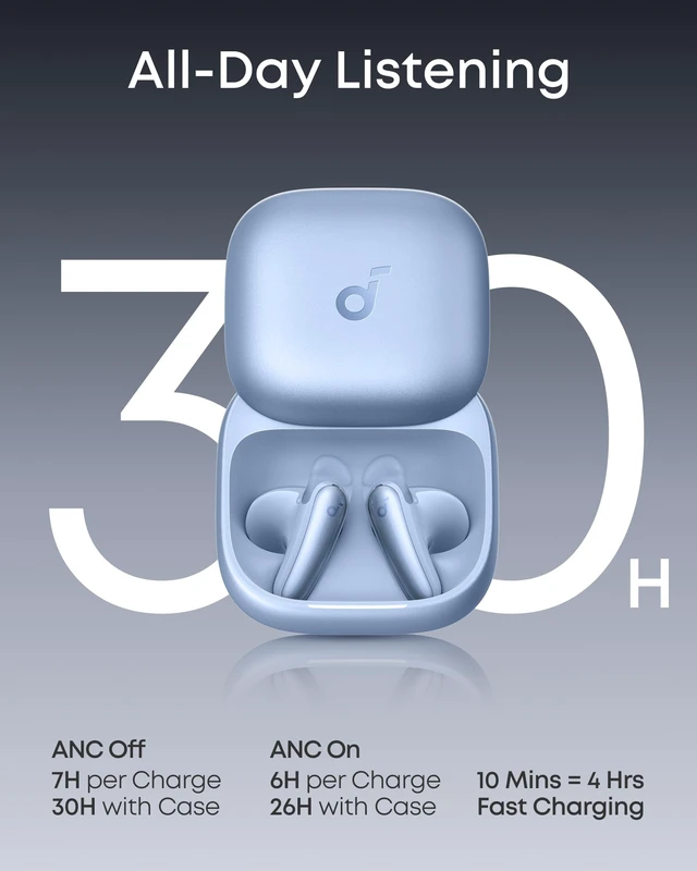 Alt view image 6 of 7 - Liberty Buds by Anker Wireless Earbuds with Adaptive ANC Semi-in-ear design with removable ear fins, fast charging, translation support, and up to 30 hours of playtime