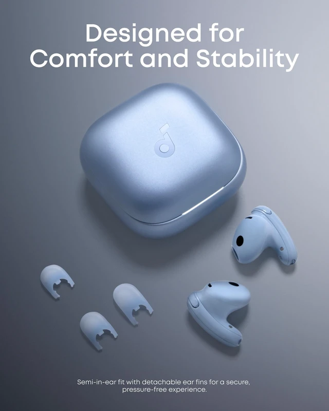 Alt view image 2 of 7 - Liberty Buds by Anker Wireless Earbuds with Adaptive ANC Semi-in-ear design with removable ear fins, fast charging, translation support, and up to 30 hours of playtime