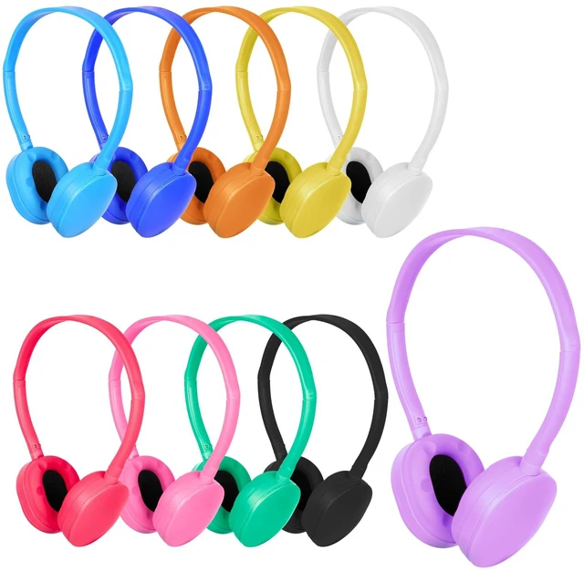 Main image of Classroom Kids Headphones Bulk 30 Pack Class Set of Headphones for Students Children Boys Girls Teen Adult Group Learning Computer Lab Library Online Lesson Testing 3.5mm Jack (10 Colors)