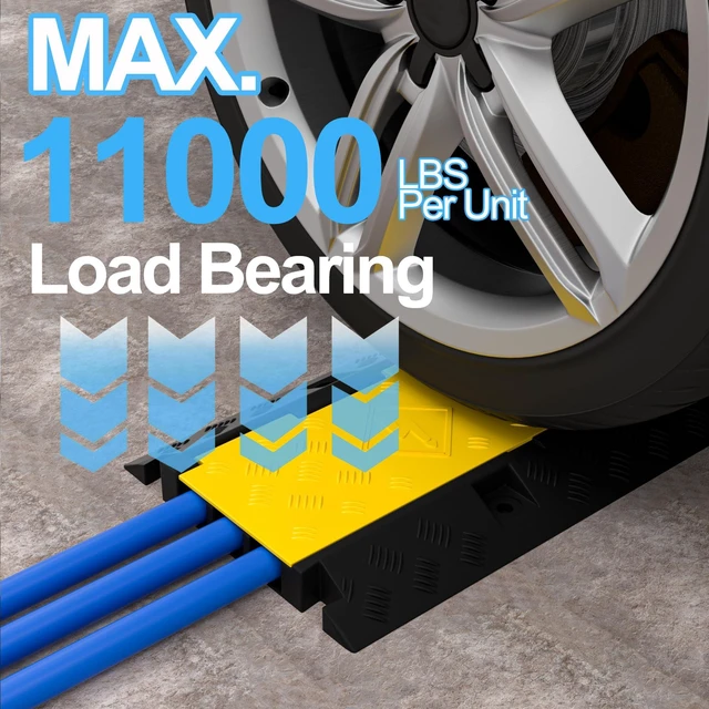 Alt view image 6 of 7 - 2 Packs 3-Channel Rubber Cable Protector Cover Ramp & Speed Bump 22000 Lbs Capacity,Industrial-grade Rubber,Flip-Open Lid,Modular Interlocking Design,Protect Cable & Control Traffic Speed