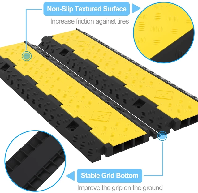 Alt view image 7 of 7 - 2 Packs 3-Channel Rubber Cable Protector Cover Ramp & Speed Bump 22000 Lbs Capacity,Industrial-grade Rubber,Flip-Open Lid,Modular Interlocking Design,Protect Cable & Control Traffic Speed