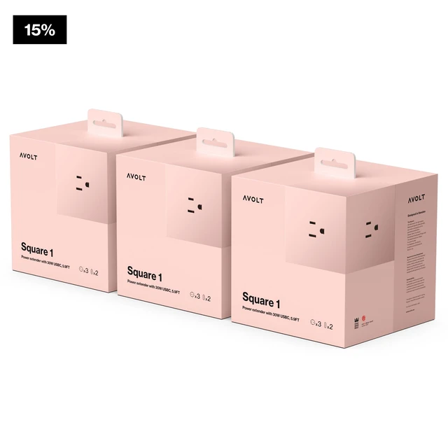 Alt view image 2 of 7 - Square 1 New Pink Power Strip Cube, 5.9ft, 3 Outlets, 2 USB-C New Pink magnetic power cube, fast USB-C 30W charging; ideal for vanities and creative desks