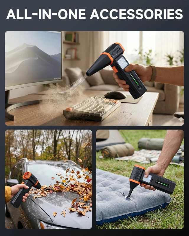 Alt view image 6 of 7 - Compressed Air Duster Powerful 40MM Brushless Motor Electric Air Duster 430G Storm Force Air Duster 360W Power & 59.2WH Rechargeable Blower, Up to 6H, 4 Gear Turbo fan for Keyboard Car Home Outdoor