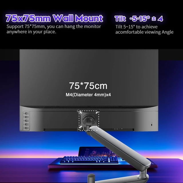 Alt view image 6 of 7 - 24 Inch Gaming Monitor 1080p 144hz, VA 1ms FHD Computer Monitor 100% sRGB, Bluelight Filter, HDMI & VGA Port, Support Wall Mount
