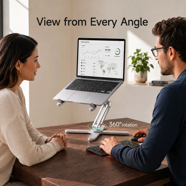 Alt view image 3 of 6 - Model-X 3.0 Laptop Stand, Ladjustable Laptop Stand Desk, Ergonomic Laptop Stand Desk360 Rotating Laptop Riser