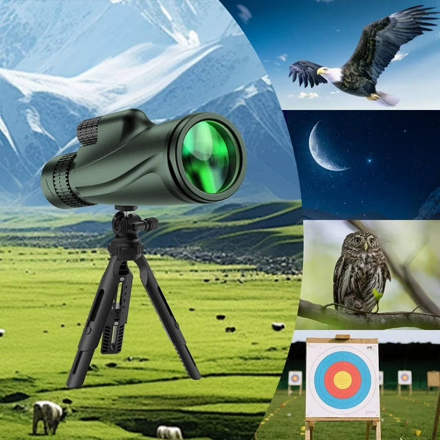 Alt view image 2 of 7 - Monocular Telescope 80x100 Wide Field HD Monoculars for Adults with Tripod & Phone Adapter Perfect for Bird Watching Hiking & Outdoor Activities -Green