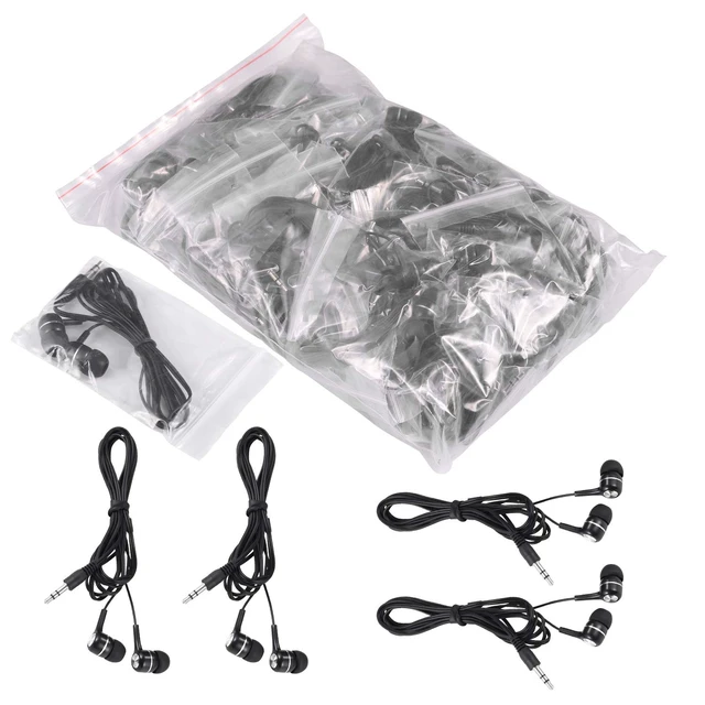Alt view image 7 of 7 - Bulk Earbuds Headphones 100 Pack for School Classroom Kids, Wholesale Durable Wired Earphones Class Set to Students Teens and Adult (Black)