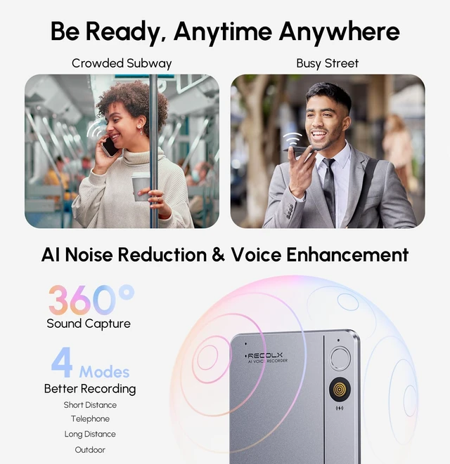 Alt view image 4 of 7 - AI Voice Recorder, AI Transcriber with GPT-5.2, Pearl Gray One-tap recording, speech-to-text in 112 languages, auto summaries, 71 templates, 5 AI modes and end-to-end encryption