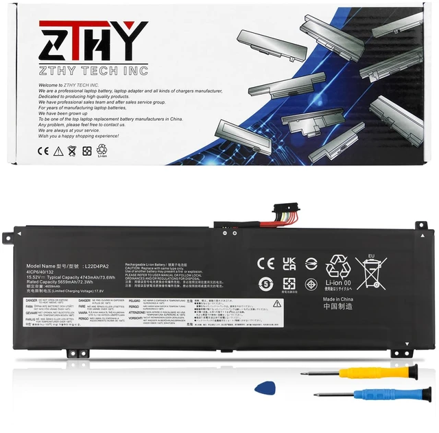Main image of L22D4PA2 L22C4PA2 Laptop Battery for Lenovo Legion Slim 5 14APH8 Series 82Y5 82Y5004VAU 82Y5CTO1WW 82Y5005KMX L22B4PA2 L22M4PA2 L22L4PA2 5B11N45950 SB11N45942 15.52V 73.6Wh
