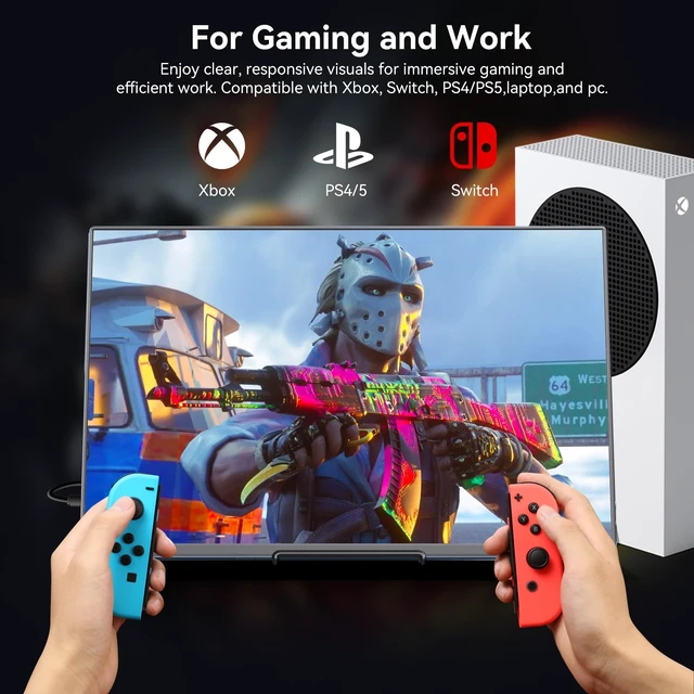 Alt view image 3 of 7 - 16" Touchscreen Portable Monitor,1920x1200P IPS Travel Secondary Screen,USB-C HDMI Plug&Play w/Foldable Stand,Dual Extender for Laptop Mac Phone Switch PS5 Xbox Office Gaming