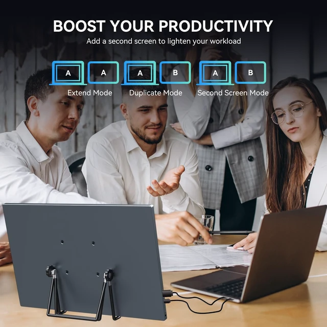 Alt view image 6 of 7 - 16" Touchscreen Portable Monitor,1920x1200P IPS Travel Secondary Screen,USB-C HDMI Plug&Play w/Foldable Stand,Dual Extender for Laptop Mac Phone Switch PS5 Xbox Office Gaming