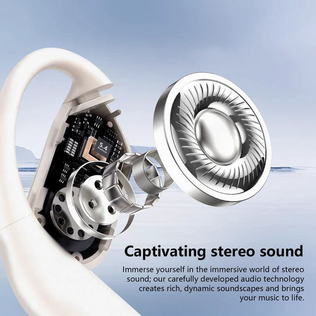 Alt view image 4 of 7 - Open Ear Clip Wireless Earbuds Headphones, Bluetooth 5.4, Open Ear Design, Built-in Mic, IPX7 Waterproof, LED Display Charging Case,Ear Hooks Ear Buds Ultra for Fitness/Travel/Gym/Running/workout
