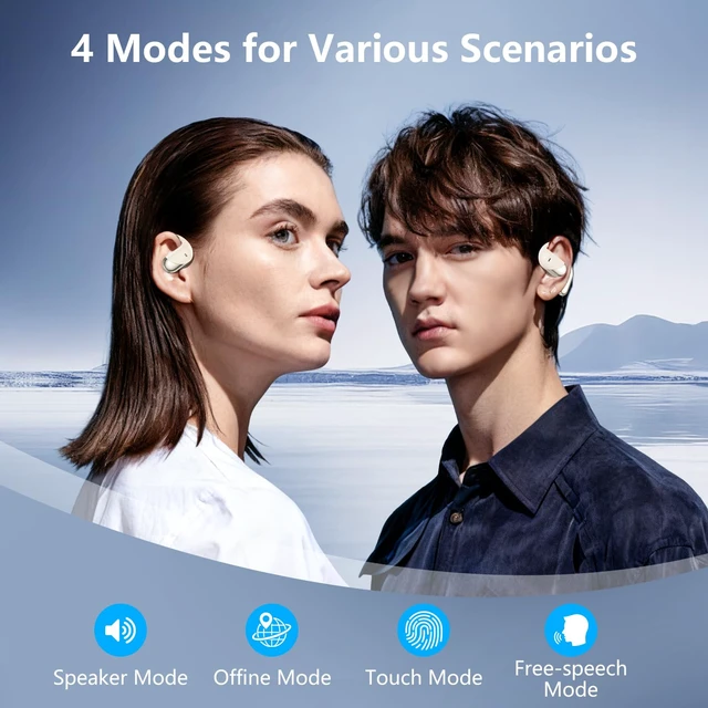 Alt view image 7 of 7 - Open Ear Clip Wireless Earbuds Headphones, Bluetooth 5.4, Open Ear Design, Built-in Mic, IPX7 Waterproof, LED Display Charging Case,Ear Hooks Ear Buds Ultra for Fitness/Travel/Gym/Running/workout