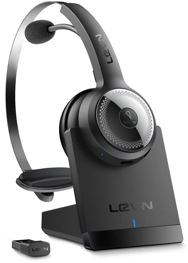 Main image of Wireless Headset with Mic for Work, AI Noise Cancelling Bluetooth Headset Wireless Headset with Mute Button & USB Dongle, Charging Base, 50h Playtime, Suitable for Call Center/Computer/Laptop/Teams