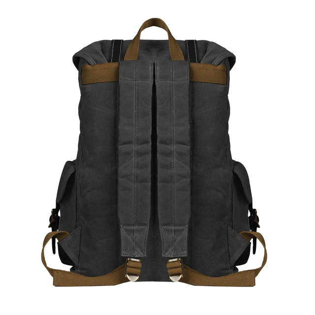 Alt view image 3 of 6 - Heavy-Duty Waxed Canvas Rucksack Backpack Vintage Waxed Canvas Backpack with Leather Trim, Fits Laptop and Essentials for Travel and Daily Carry
