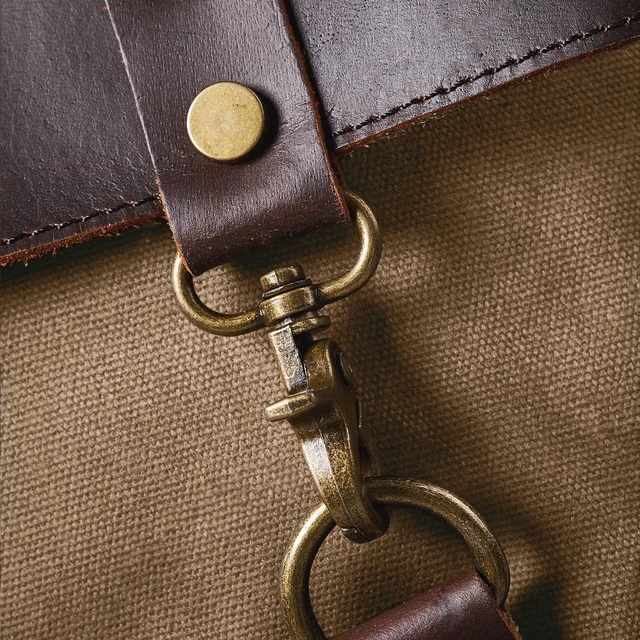 Alt view image 5 of 7 - Vintage Waterproof Waxed Canvas Leather Backpack for Men Women 15.6" laptop Travel Rucksack