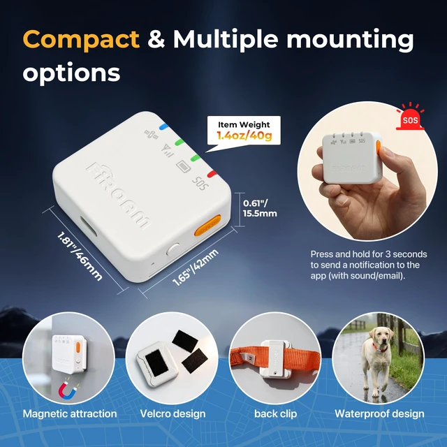 Alt view image 4 of 7 - QuadTrack Hidden GPS Tracker for Vehicles, Kids & Assets Real-Time Tracking, 4G LTE, 3-Year Standby Battery, Geo-Fence, SOS, iOS & Android, Built-in Global 4G eSIM for 200+ Countries