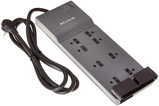 Main image of 8-Outlet Power Strip Surge Protector w/Flat Plug, 6ft Cord Ideal for Computers, Home Theatre, Appliances, Office Equipment (3,550 Joules) - (Pack of 3)