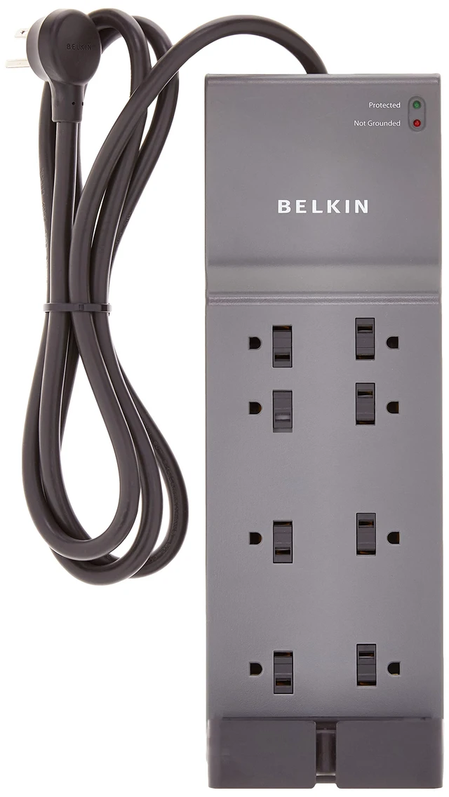 Alt view image 2 of 5 - 8-Outlet Power Strip Surge Protector w/Flat Plug, 6ft Cord Ideal for Computers, Home Theatre, Appliances, Office Equipment (3,550 Joules) - (Pack of 3)