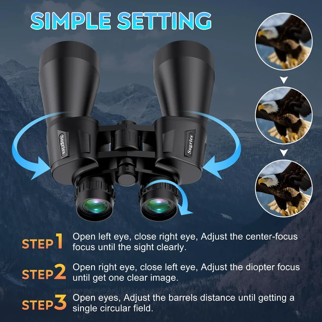 Alt view image 2 of 7 - 20x60 Binoculars for Adults High Powered Waterproof & Fog Proof Compact Binoculars for Bird Watching with Low Light Vision, Hunting,Travel,Includes Carrying Bag