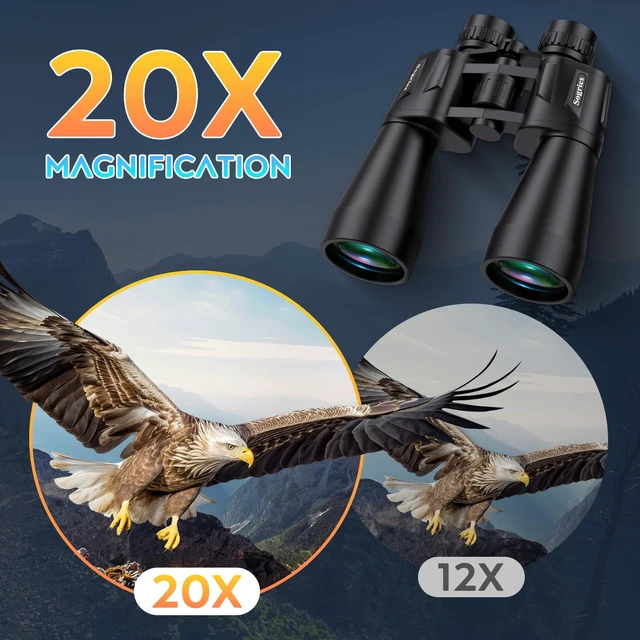 Alt view image 3 of 7 - 20x60 Binoculars for Adults High Powered Waterproof & Fog Proof Compact Binoculars for Bird Watching with Low Light Vision, Hunting,Travel,Includes Carrying Bag