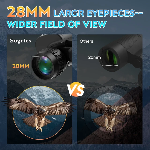 Alt view image 5 of 7 - 20x60 Binoculars for Adults High Powered Waterproof & Fog Proof Compact Binoculars for Bird Watching with Low Light Vision, Hunting,Travel,Includes Carrying Bag