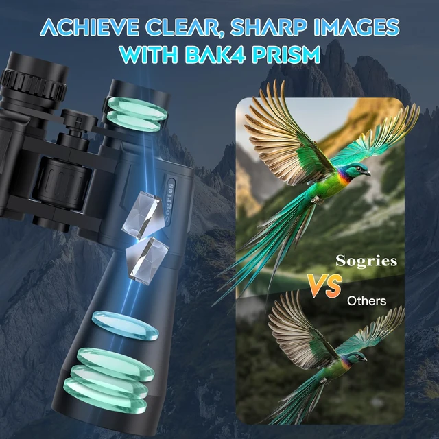 Alt view image 6 of 7 - 20x60 Binoculars for Adults High Powered Waterproof & Fog Proof Compact Binoculars for Bird Watching with Low Light Vision, Hunting,Travel,Includes Carrying Bag